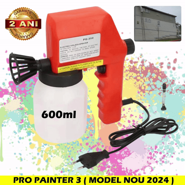 Aparat de Vopsit PRO PAINTER 3 Pentru Toate Tipurile de Vopsea, 2 Moduri, Rezervor 600 ml, Alimentare La Retea