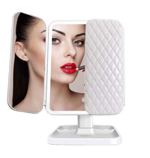 Oglinda machiaj si cosmetica cu LED, Zoom 2X, 3X si 10X, Intensitate Reglabila, USB, alb