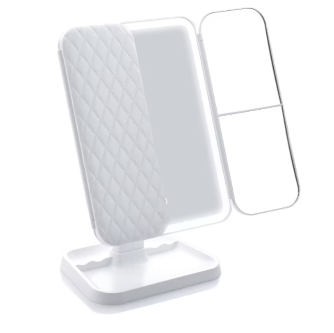 Oglinda machiaj si cosmetica cu LED, Zoom 2X, 3X si 10X, Intensitate Reglabila, USB, alb