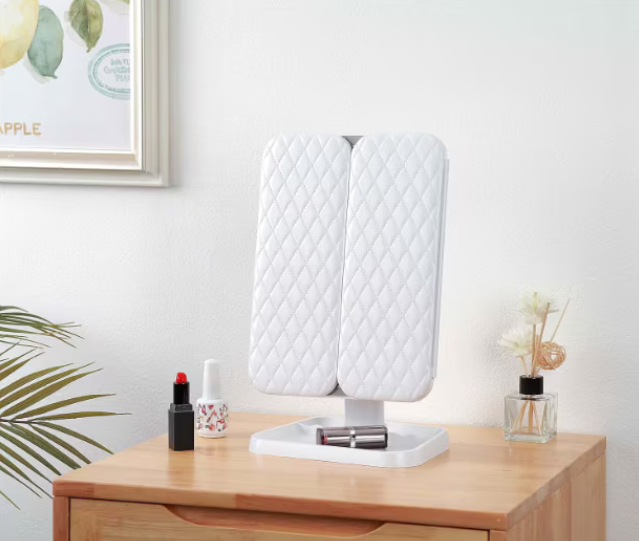 Oglinda machiaj si cosmetica cu LED, Zoom 2X, 3X si 10X, Intensitate Reglabila, USB, alb