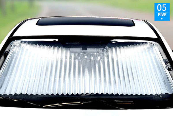 1+1 GRATIS: Parasolar Auto Tip Acordeon, Universal, Retractabil, Cu Fixare Prin Ventuze, 65 cm
