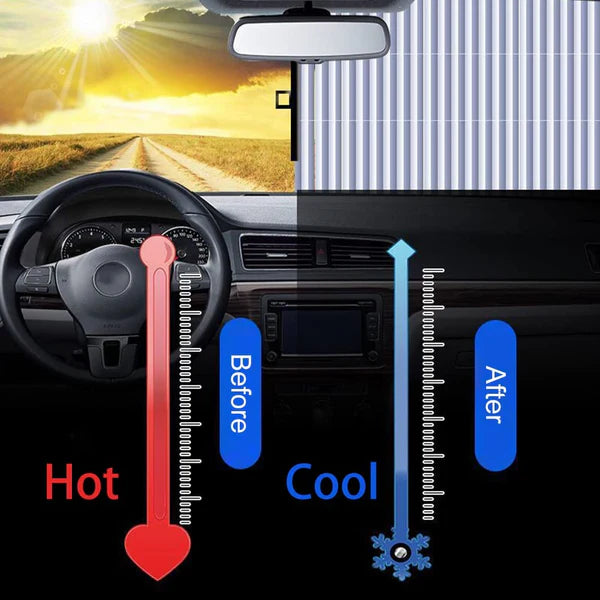 1+1 GRATIS: Parasolar Auto Tip Acordeon, Universal, Retractabil, Cu Fixare Prin Ventuze, 65 cm