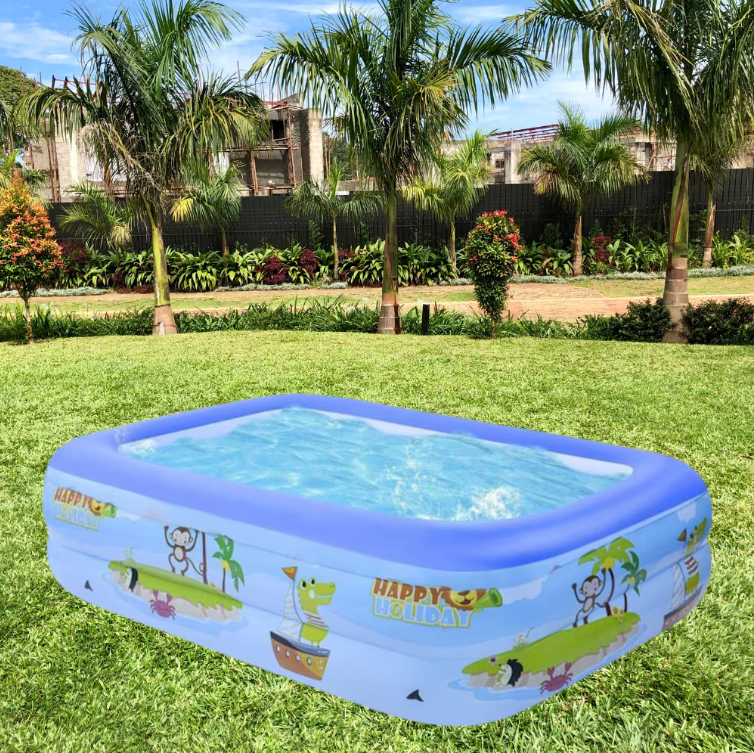 PACHET PROMO: Piscina Gonflabila Premium 115x 82x 33 cm + Cadita Gonflabila Bebelusi 0–36 luni + Pompa Electrica