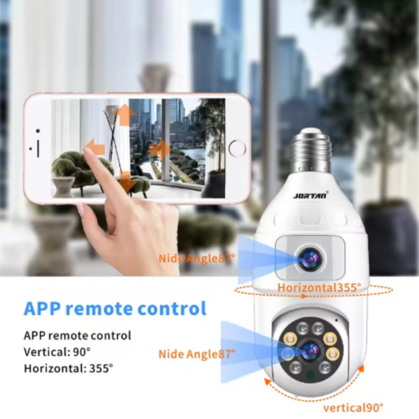 Camera Inteligenta De Supraveghere, cu 2 Lentile, Tip Bec, Conexiune Wifi, Aplicatie Telefon si Microfon Incorporat + Card 32GB Cadou