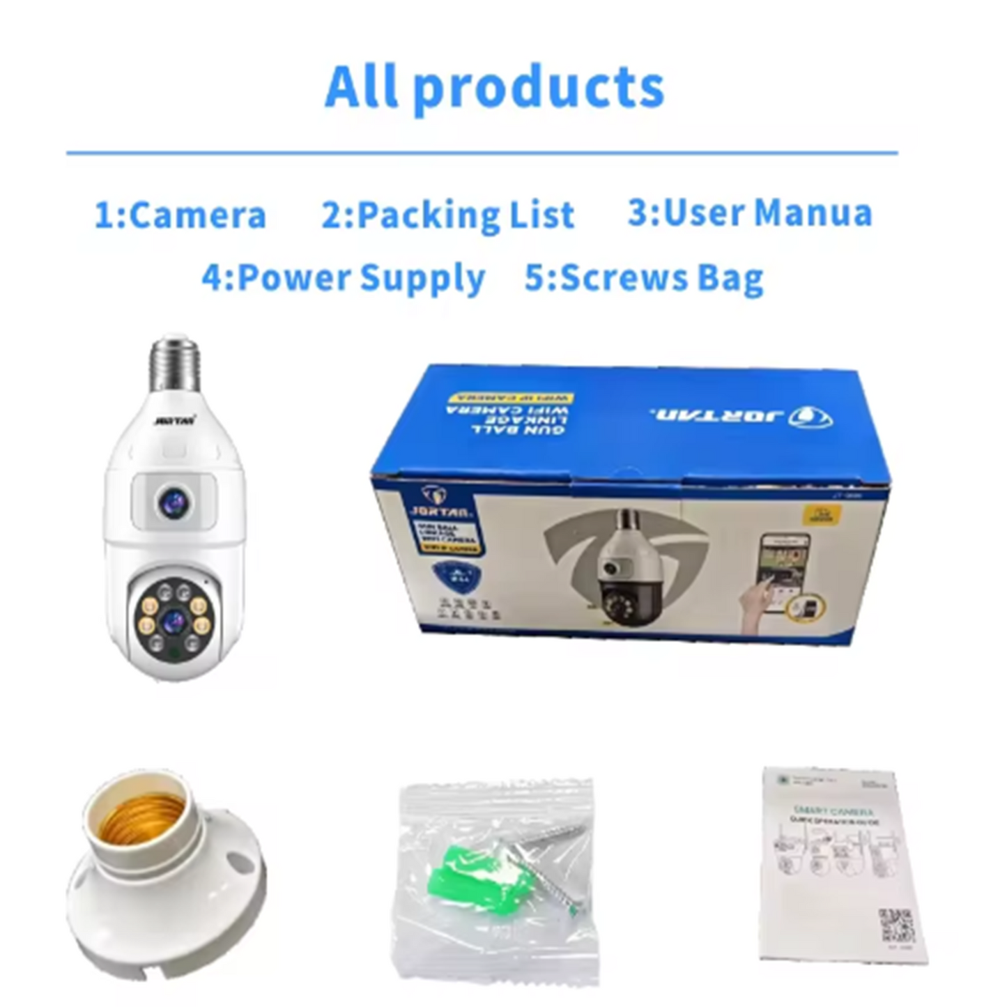 Camera Inteligenta De Supraveghere, cu 2 Lentile, Tip Bec, Conexiune Wifi, Aplicatie Telefon si Microfon Incorporat + Card 32GB Cadou