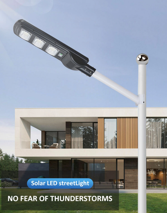 Lampa Solara Stradala, Cu Suport Metalic, Iluminare Puternica, Control Din Telecomanda