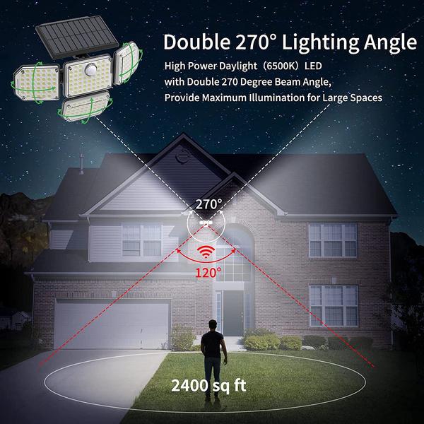 Lampa Solara Cu 4 Capete, Panou Solar Integrat, Rezistenta La Apa Si Praf, 3 Moduri De Iluminare