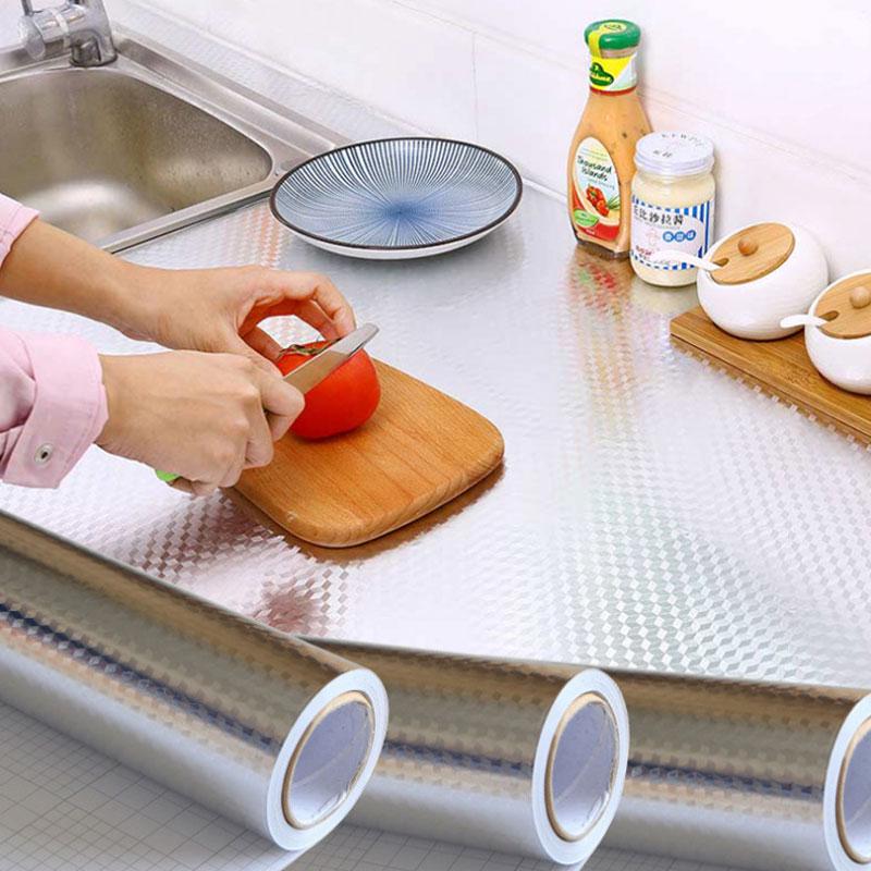 1+1 CADOU Autocolant Pentru Bucatarie Aurie si Argintie Cu Dimensiunea 60x300