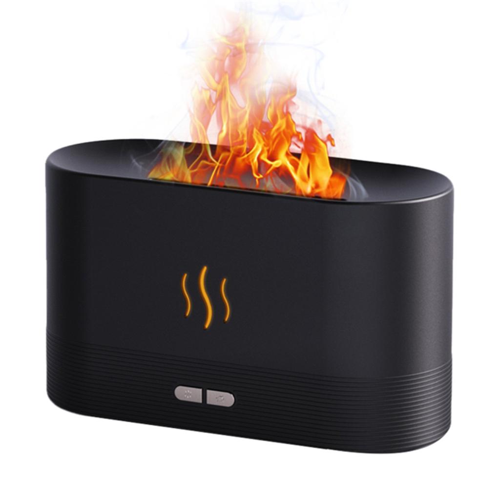 Difuzor Aromaterapie Ultrasonic - Efect Flacara, USB, Capacitate 180 ml, Negru