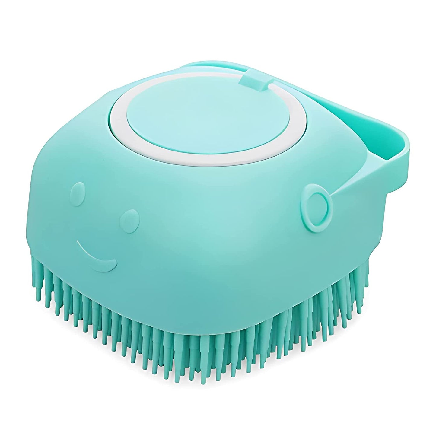 Burete Din Silicon Cu Rezervor Pentru Sampon Si Gel De Dus, Capacitate 80 ml, Turcoaz