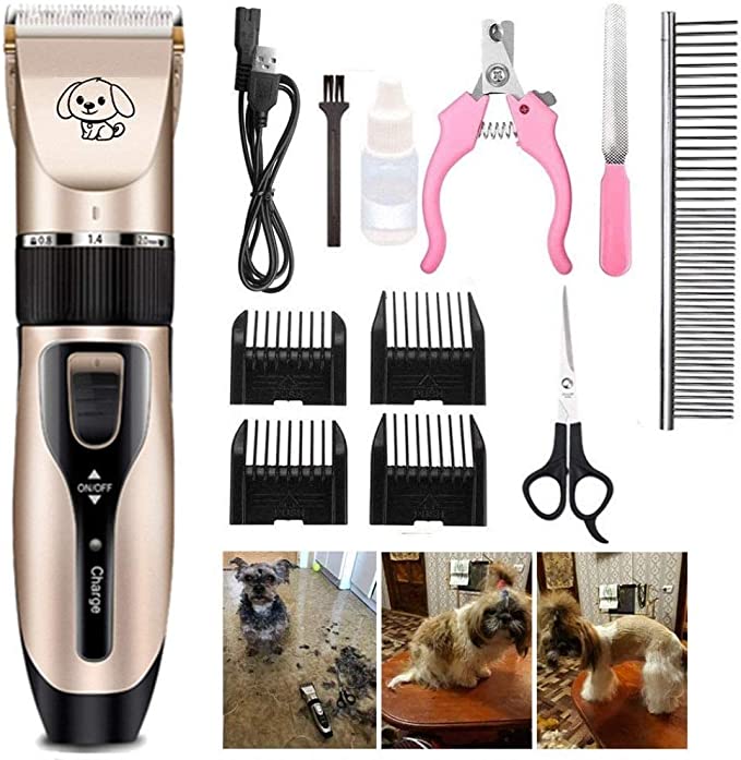 Set De Masina De Tuns Animale Fara Fir, Foarfece De Tuns Si Trimmer Unghii, Functionare Silentioasa, Capete De Tuns Pe Dimensiuni