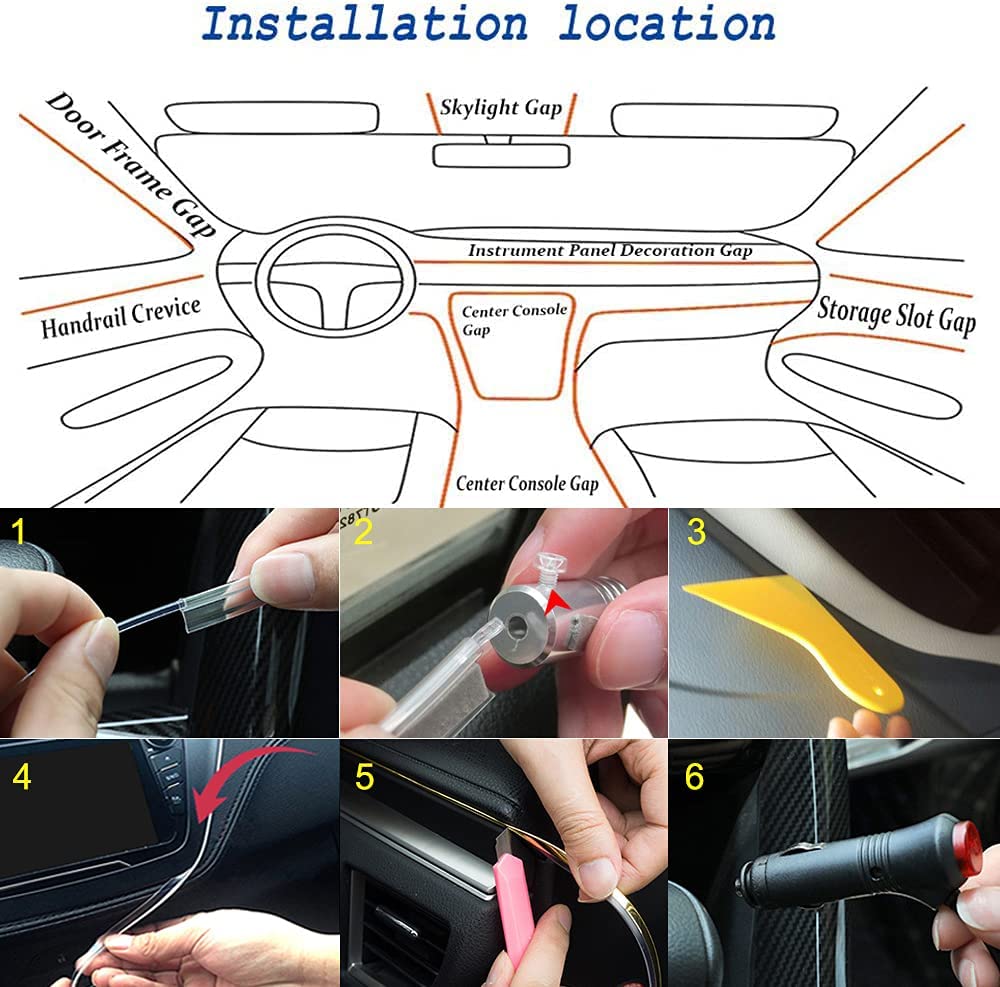Banda LED RGB, Pentru Interior Auto, Control Din Aplicatie, Lungime 6 M