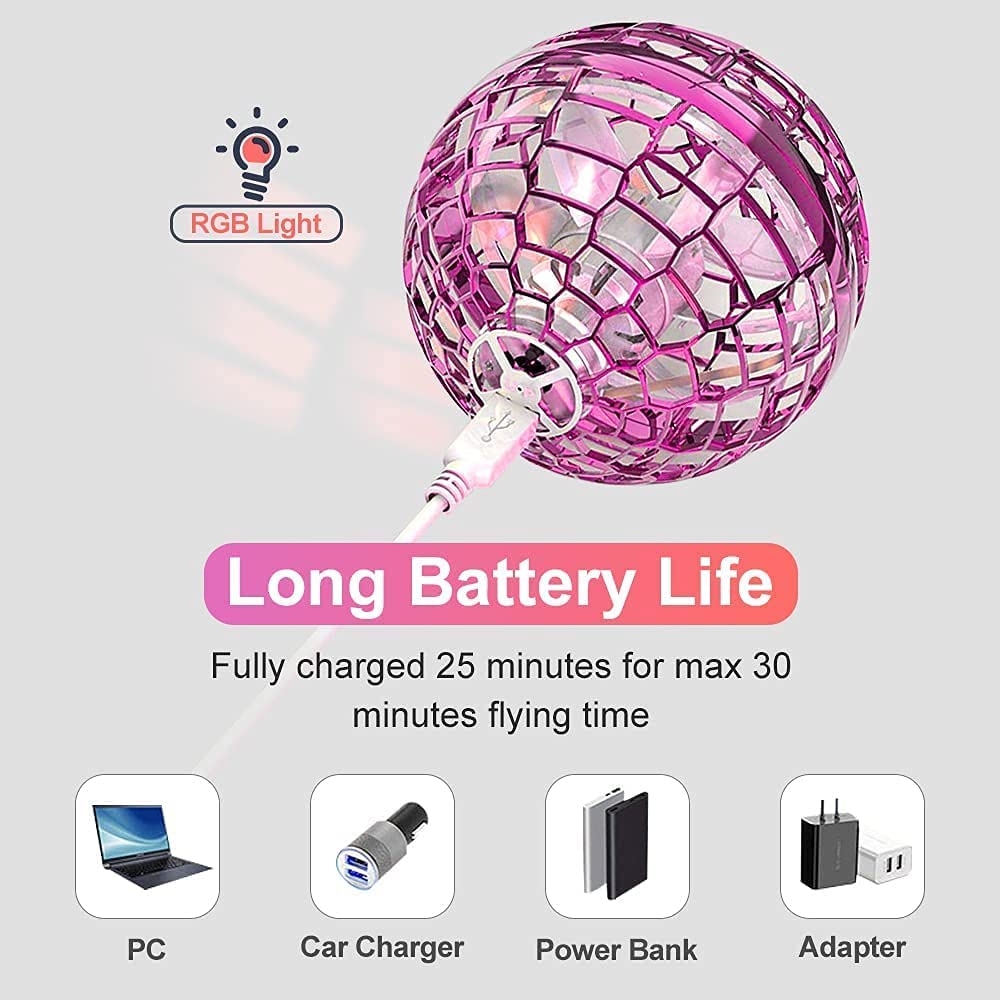 Minge Zburatoare cu LED-uri, tip OZN/ Drona, incarcare cu USB