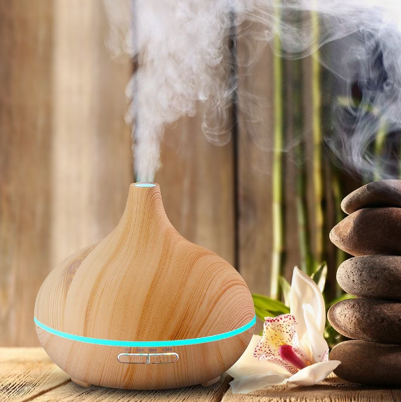Difuzor De Aromaterapie, Rezervor 500 ml, Lumina Ambientala Din 7 Culori LED, Timer, Silentios