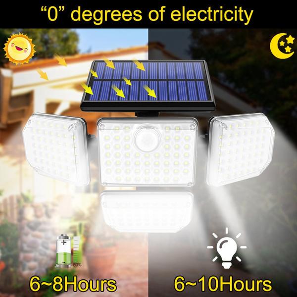 Lampa Solara Cu 4 Capete, Panou Solar Integrat, Rezistenta La Apa Si Praf, 3 Moduri De Iluminare