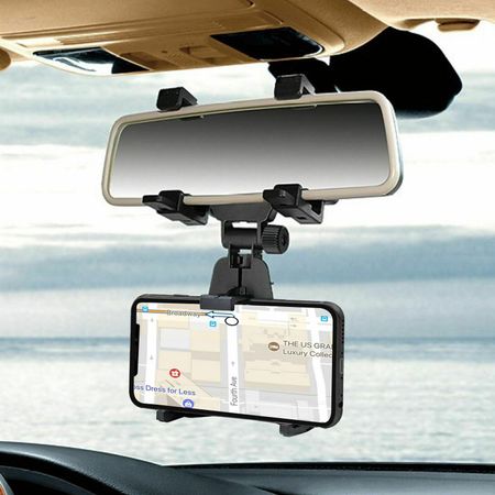 Suport Pentru Telefon Cu Prindere Pe Oglinda Retrovizoare, Reglabil La 360 De Grade