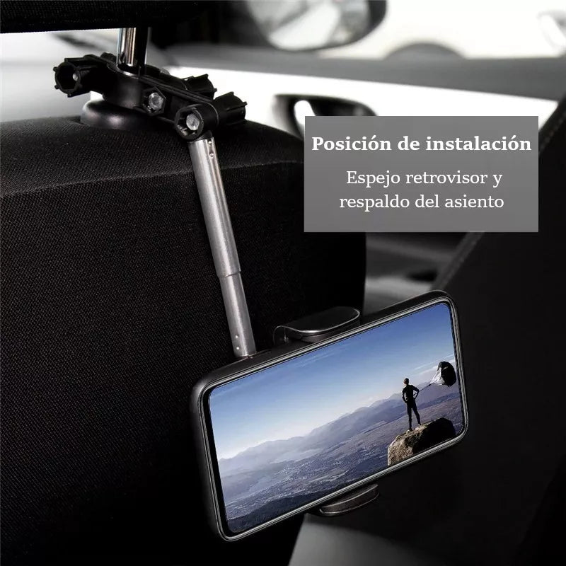 Suport Auto Pentru Telefon, Cu Prindere Pe Oglinda, Negru