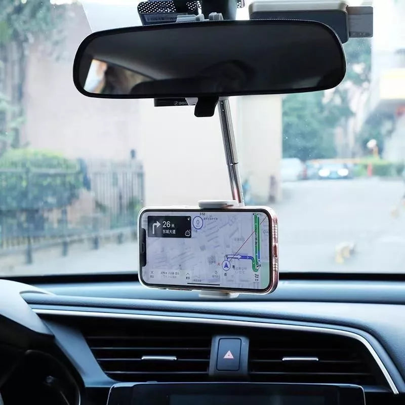 Suport Auto Pentru Telefon, Cu Prindere Pe Oglinda, Negru