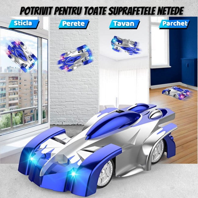 Masinuta Anti-Gravitatie Care Merge Pe Perete, Tavan Si Suprafete Plate, Cu Telecomanda Si Incarcare USB