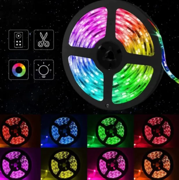 1+1 Cadou Banda LED Multicolora, Cu Telecomanda Si Transformator, 300 LED, 10 m Lungime