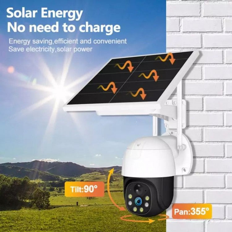 Camera de Supraveghere WiFi, Solara, Cu Acumulatori, Pentru Exterior, Vedere de Noapte, Grad Protectie Apa IP66, 2 Antene + card 32GB CADOU
