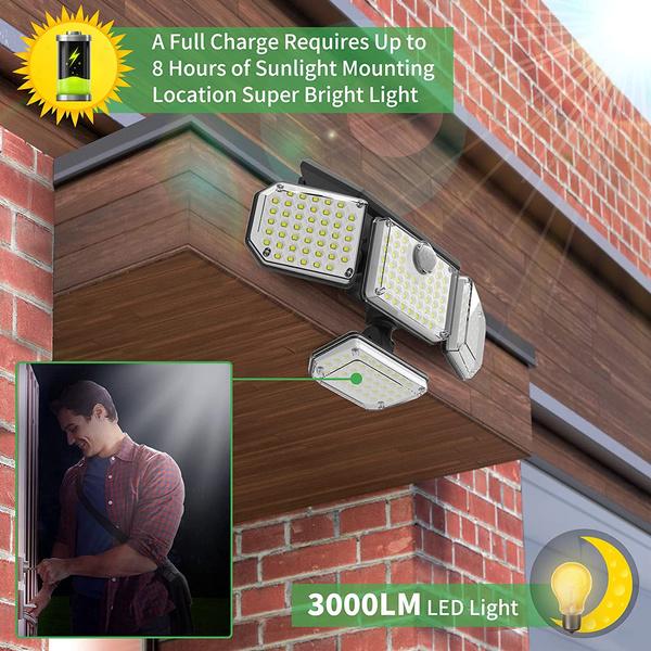Lampa Solara Cu 4 Capete, Panou Solar Integrat, Rezistenta La Apa Si Praf, 3 Moduri De Iluminare