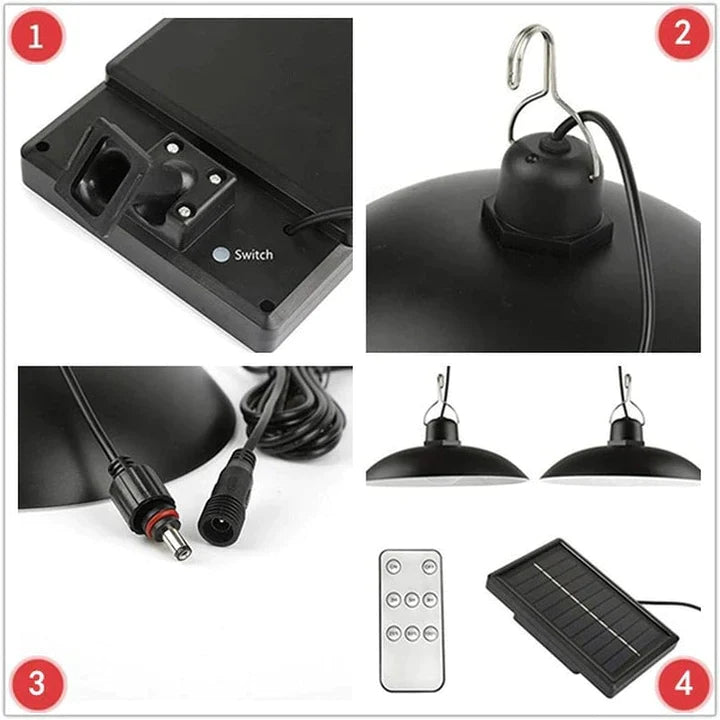 Lampa Suspendata Cu Incarcare Solara, Reglare Intensitate Lumina, Control Prin Telecomanda, Lumina Alb Rece