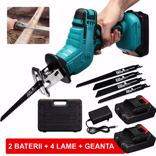 Fierastrau Tip Sabie ExpertGarden®, Pe Acumulatori 24V, 3000 RPM, 4 Lame, Geanta De Plastic Inclusa