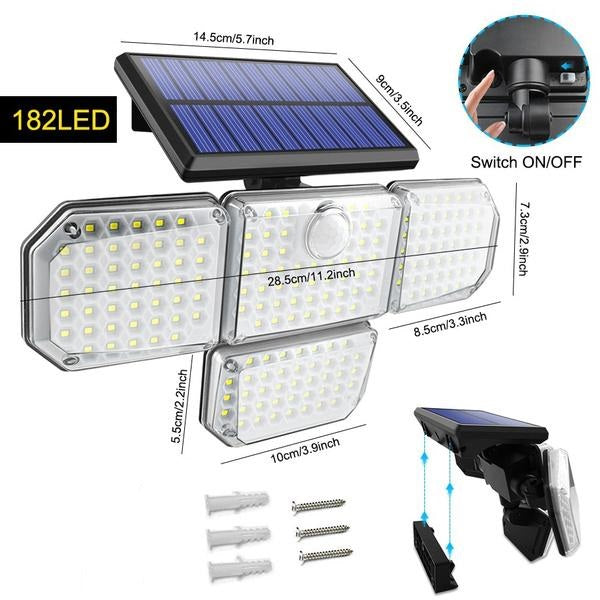 Lampa Solara Cu 4 Capete, Panou Solar Integrat, Rezistenta La Apa Si Praf, 3 Moduri De Iluminare