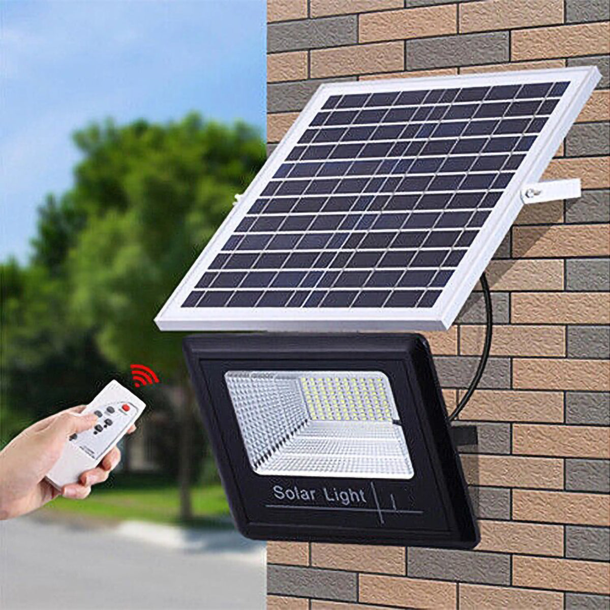 PACHET PROMOTIONAL: Proiector Puternic Si Rezistent La Apa IP66 VELORA 200W + Panou Solar + Telecomanda Si Accesorii,Incarcare Rapida + Accesorii+ Lampa Solara 100x Led CADOU