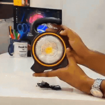 Lanterna Pentru Camping, LED 10W, Incarcare solara, USB Power Bank, Negru