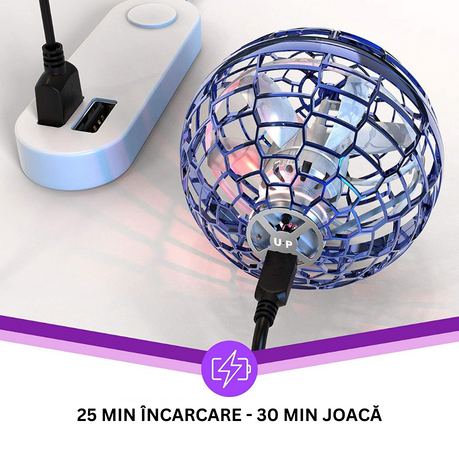 Minge Zburatoare cu LED-uri, tip OZN/ Drona, incarcare cu USB