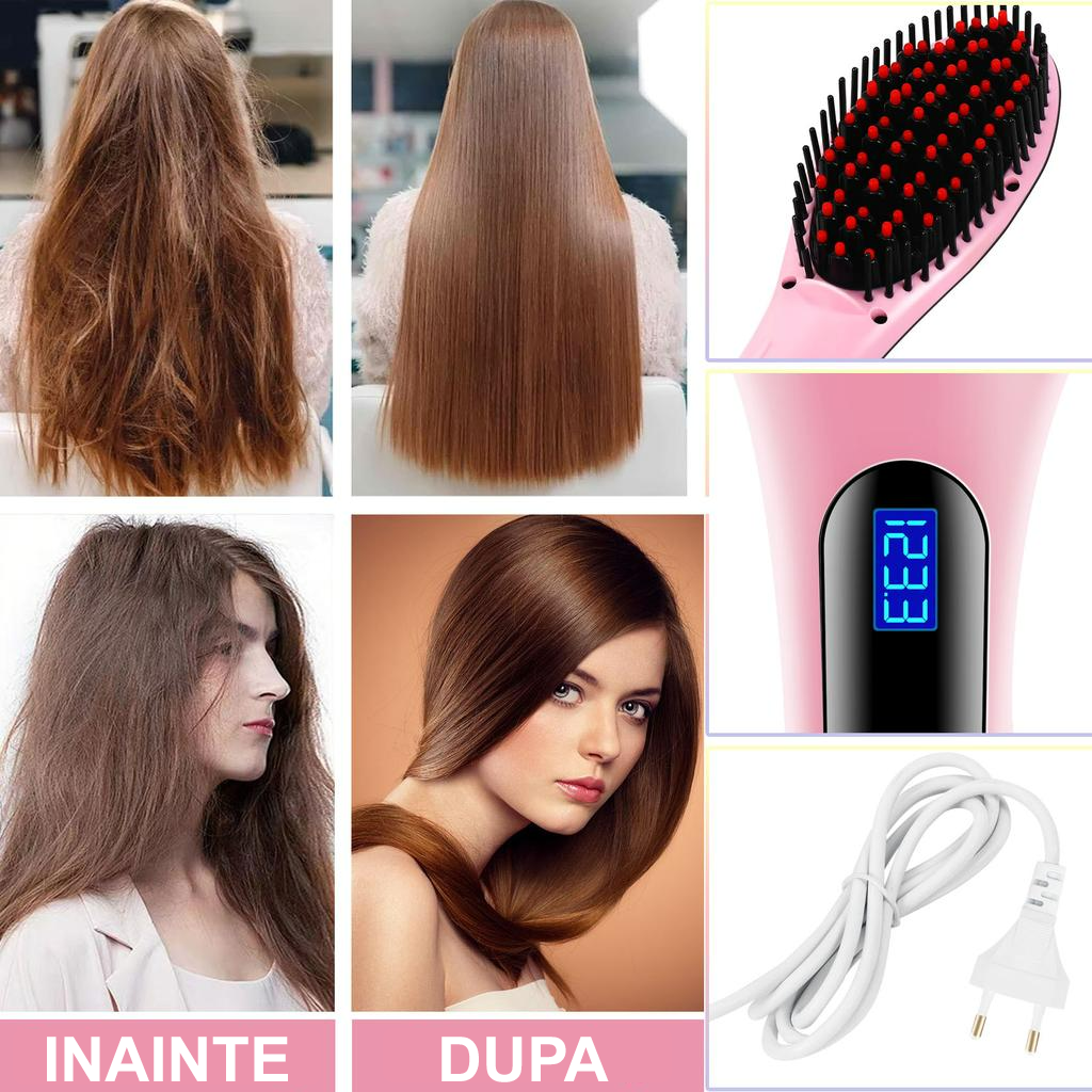 Perie Profesionala De Indreptat Parul Cu Ioni Si Afisaj LCD