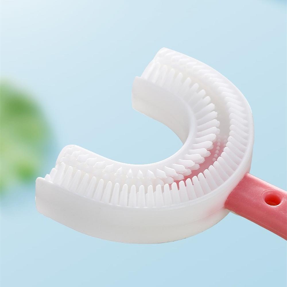Periuta De Dinti , Circulara U-shape, Din Silicon, Pentru Copii De 2-6 ani, Roz +Perie De Scame CADOU