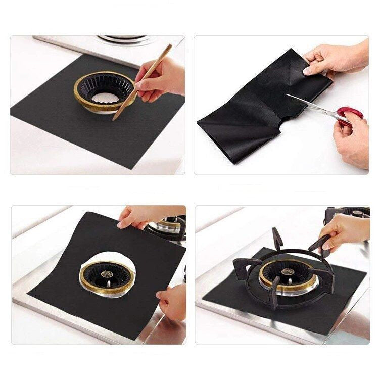 Set De 4 Folii De Protectie Pentru Aragaz, Rezistente La Caldura, 27 x 27 cm