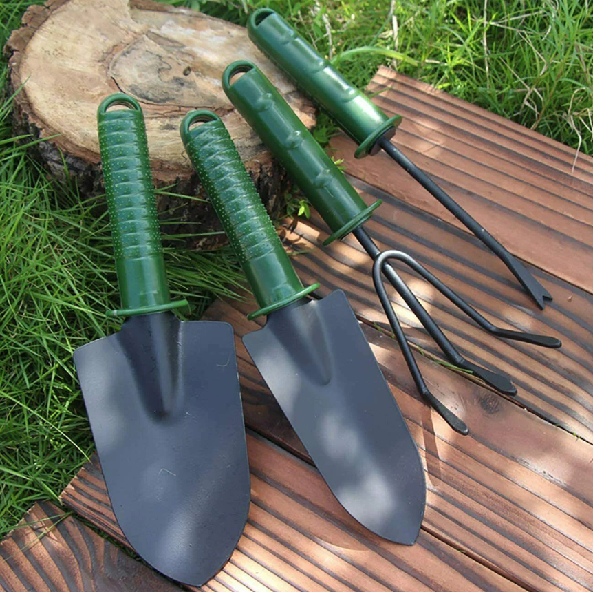Set De 4 Instrumente Pentru Gradinarit, Doua Mini Lopeti, Un Mini Cultivator Si Un Dispozitiv Pentru Gaurit, Metal