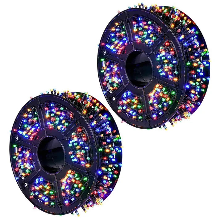 1+1 GRATIS: Instalatie De Craciun, Tip Rola, 100m Cu 1000 LED-uri Mari, Interior sau Exterior, Rezistenta La Vreme Rea, Multicolor, Total 200m Instalatie + Cadou Surpriza