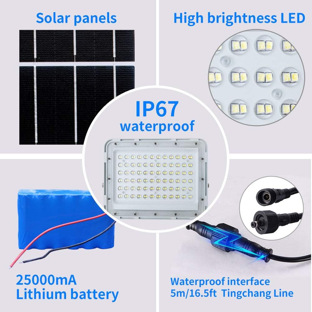 Panou Solar cu Proiector LED, Putere 400W, Rezistent la Apa, Control Prin Telecomada