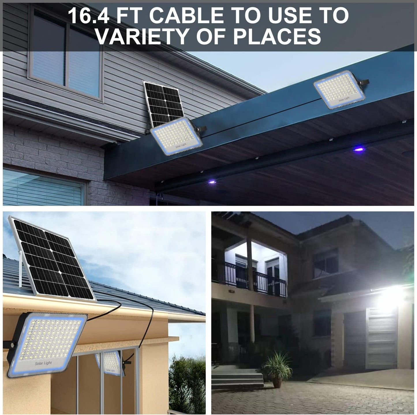 Panou Solar cu Proiector LED, Putere 200W, Rezistent la Apa, Control Prin Telecomada