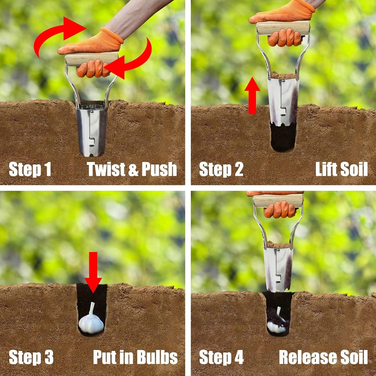 Plantator Manual Pentru Bulbi si Rasaduri + Manusi de Gradinarit CADOU