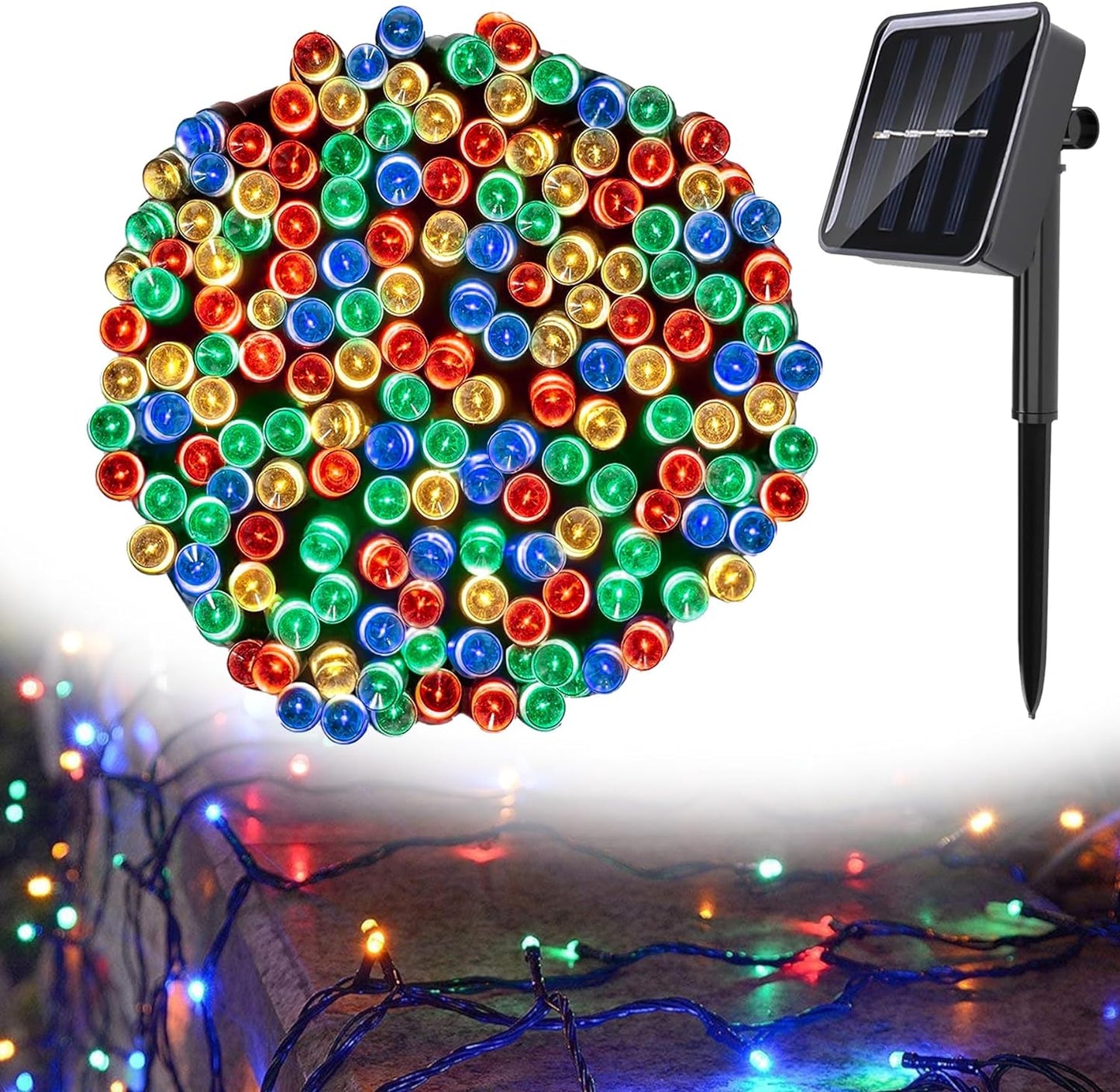 1+1 GRATIS: Instalatie De Craciun, Cu Incarcare Solara, 200 LED, Multicolor, 20 m