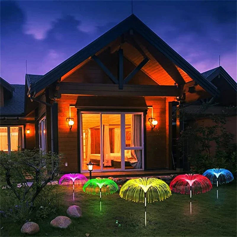 Set De 2 Lampi Solare Pentru Gradina, Tip Palmier, Culori RGB, Protectie La Apa IP65