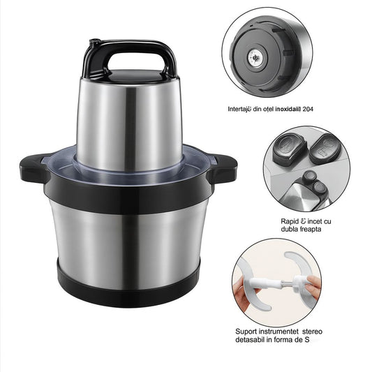 Tocator Electric Multifunctional,Capacitate 8L, Pentru Carne, Fructe si Legume, Bol Din Inox,Putere 1000W