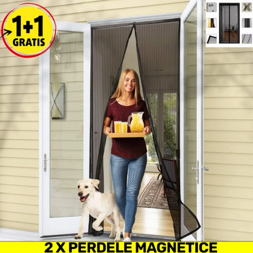 1+1 GRATIS - Plasa Pentru Usa, Impotriva Insectelor, Cu Magnet, Dimensiune 210 x 100 cm