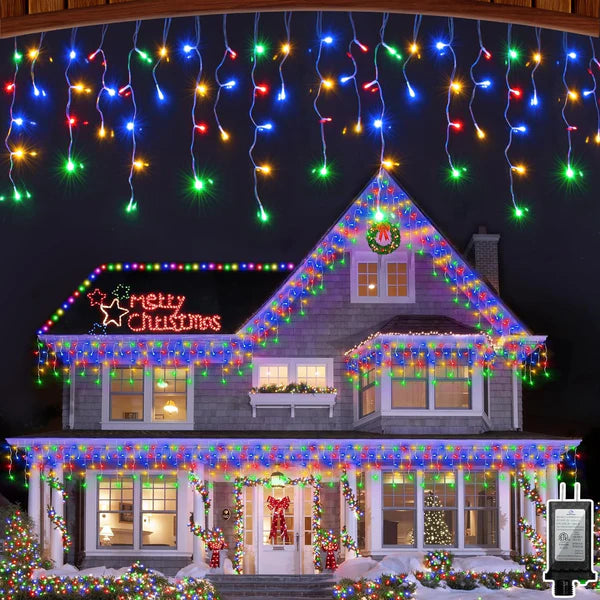 1+1 GRATIS: Instalatie de Craciun, Tip Turturi, 8 Jocuri de Lumini, Interior sau Exterior, 12m  Multicolor