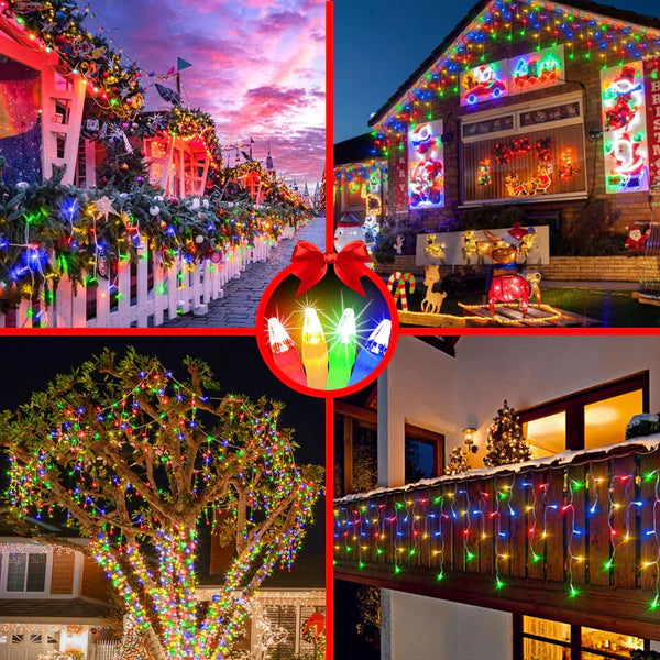 1+1 GRATIS: Instalatie de Craciun, Tip Turturi, 8 Jocuri de Lumini, Interior sau Exterior, 12m  Multicolor
