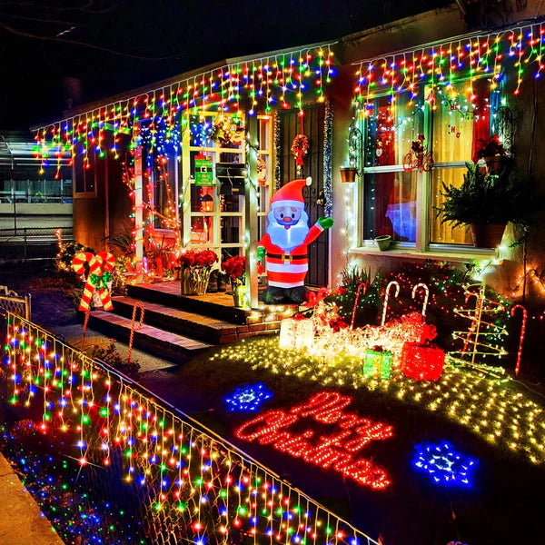 2+2 GRATIS : Instalatie de Craciun, Tip Turturi, 8 Jocuri de Lumini, Interior sau Exterior, 12m, Interconectabila