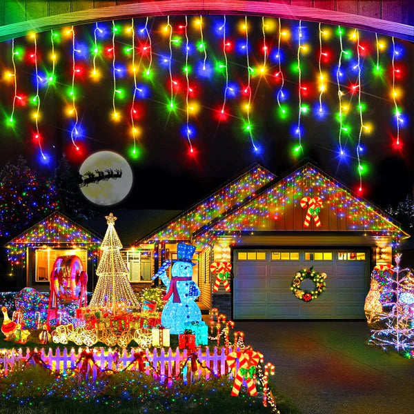 1+1 GRATIS: Instalatie de Craciun, Tip Turturi, 8 Jocuri de Lumini, Interior sau Exterior, 12m  Multicolor