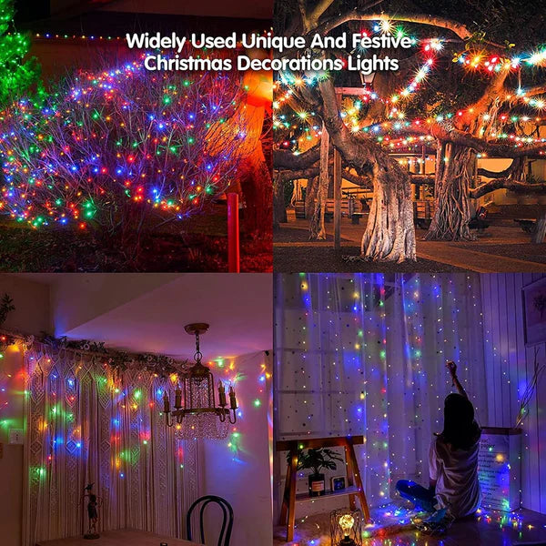 1+1 GRATIS: Instalatie de Craciun, Tip Turturi, 8 Jocuri de Lumini, Interior sau Exterior, 12m  Multicolor