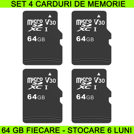 Set 4 carduri de 64 GB pentru camere de supraveghere